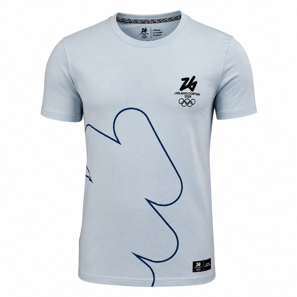 Milano Cortina 2026 Olympics Men Small T-Shirt Sky Blue Graphic Tee (U42) NWTs